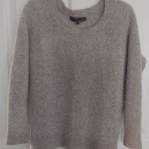 QUINN CASHMERE SWEATER SCOOP NECK RAGLAN 3/4 SLEEVES HEATHER GRAY SZ MEDIUM